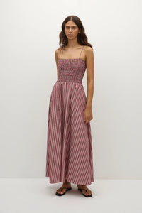Anniken Maxi Dress - Burgundy Stripe