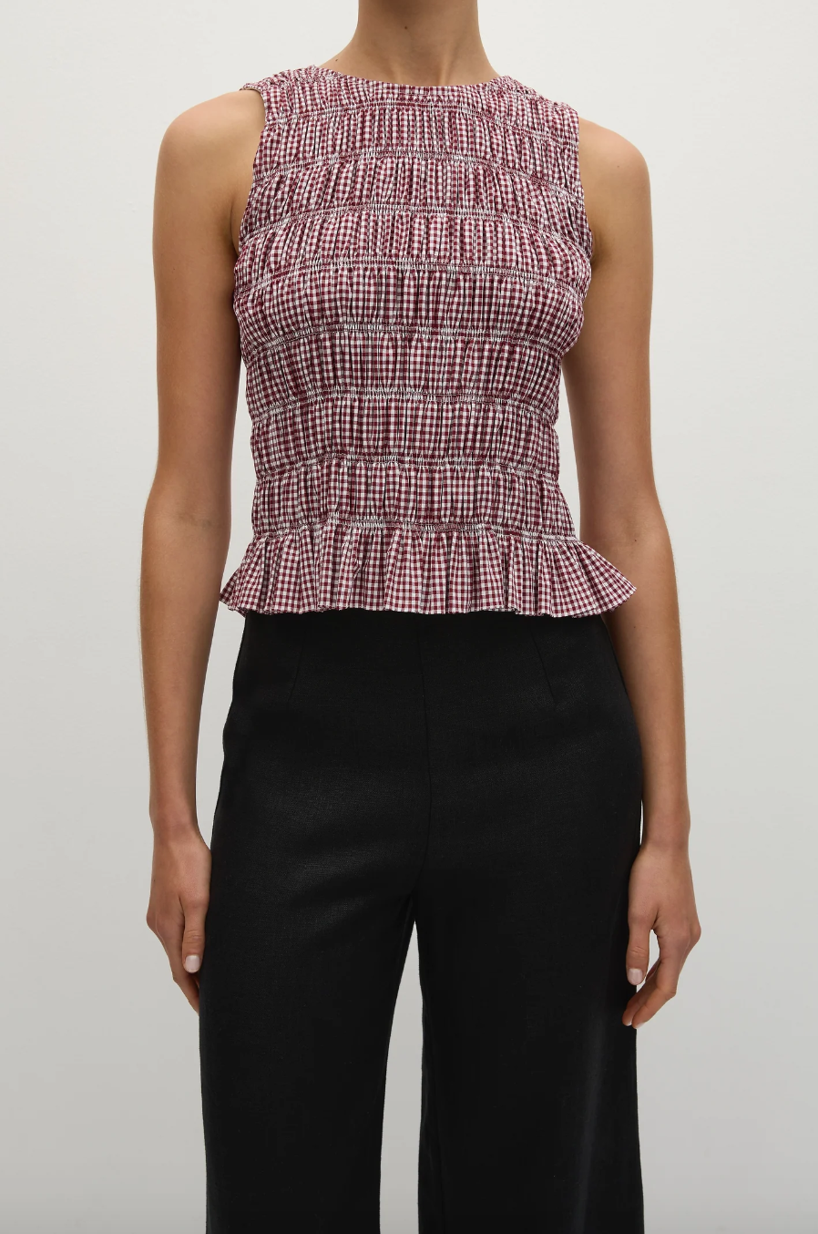 Heidi Top - Gingham Deep Red