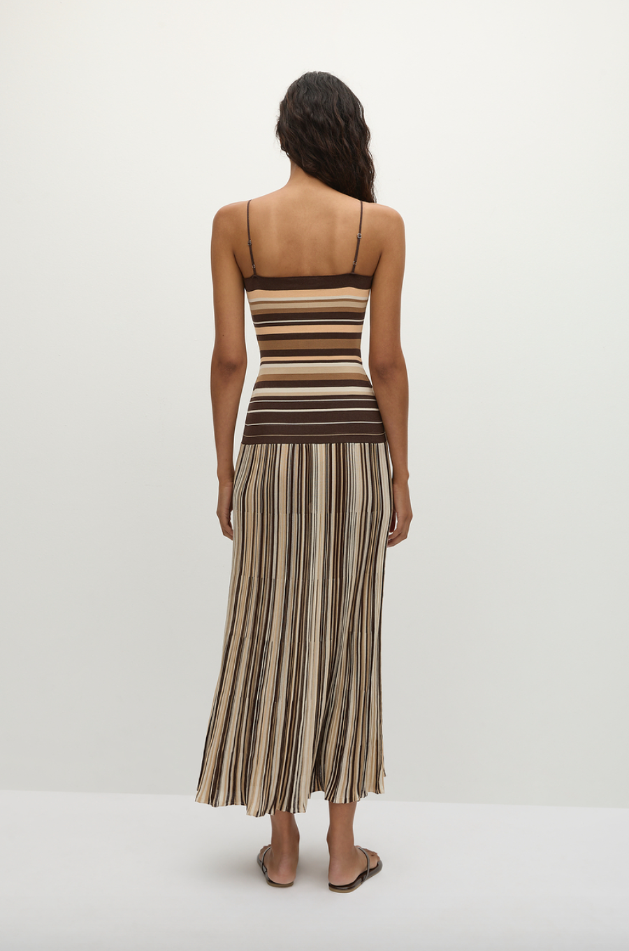 Esenia Knit Dress - Apricot Brown Stripe