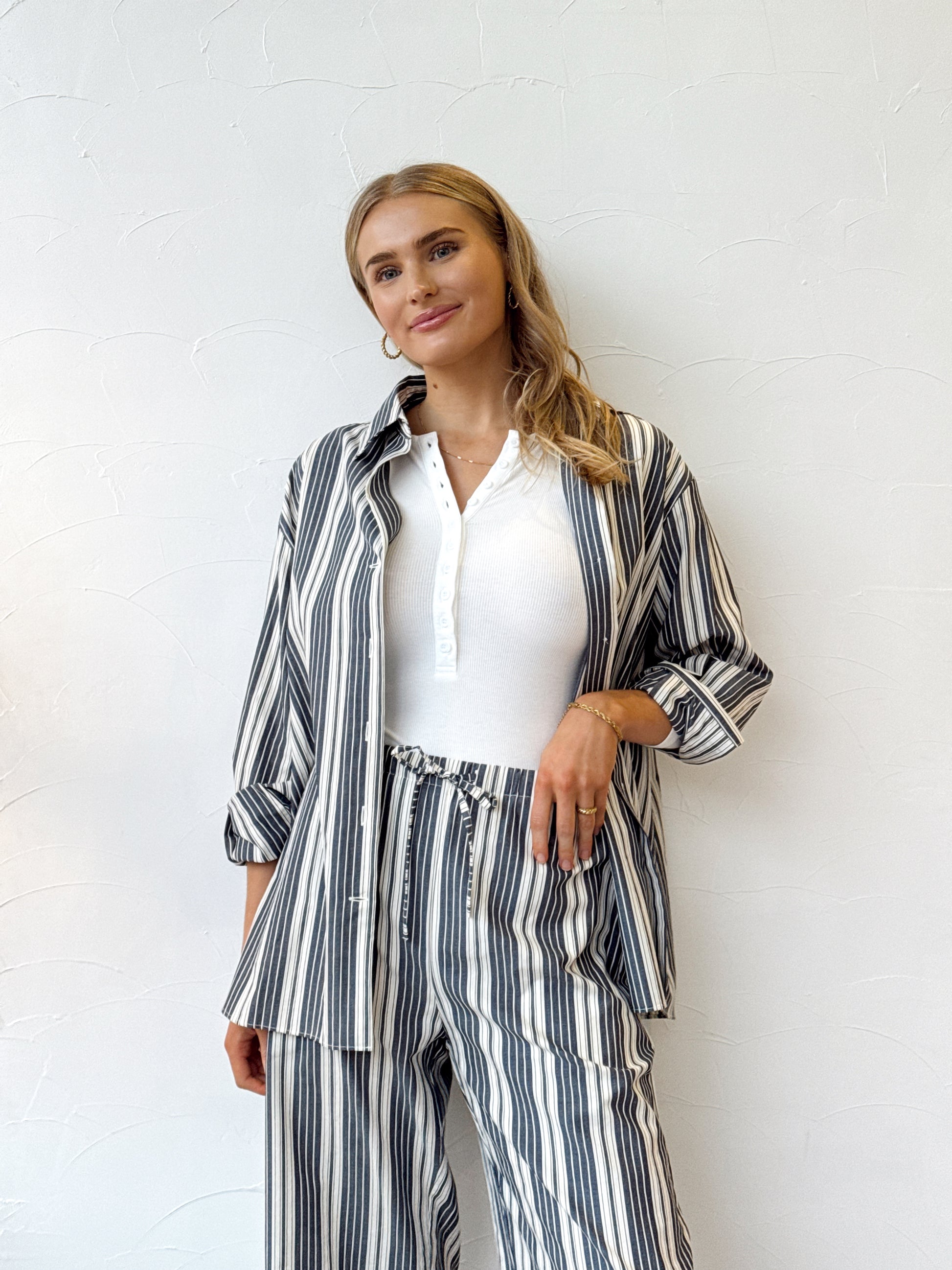 Rena Pant - Antique Navy Stripe