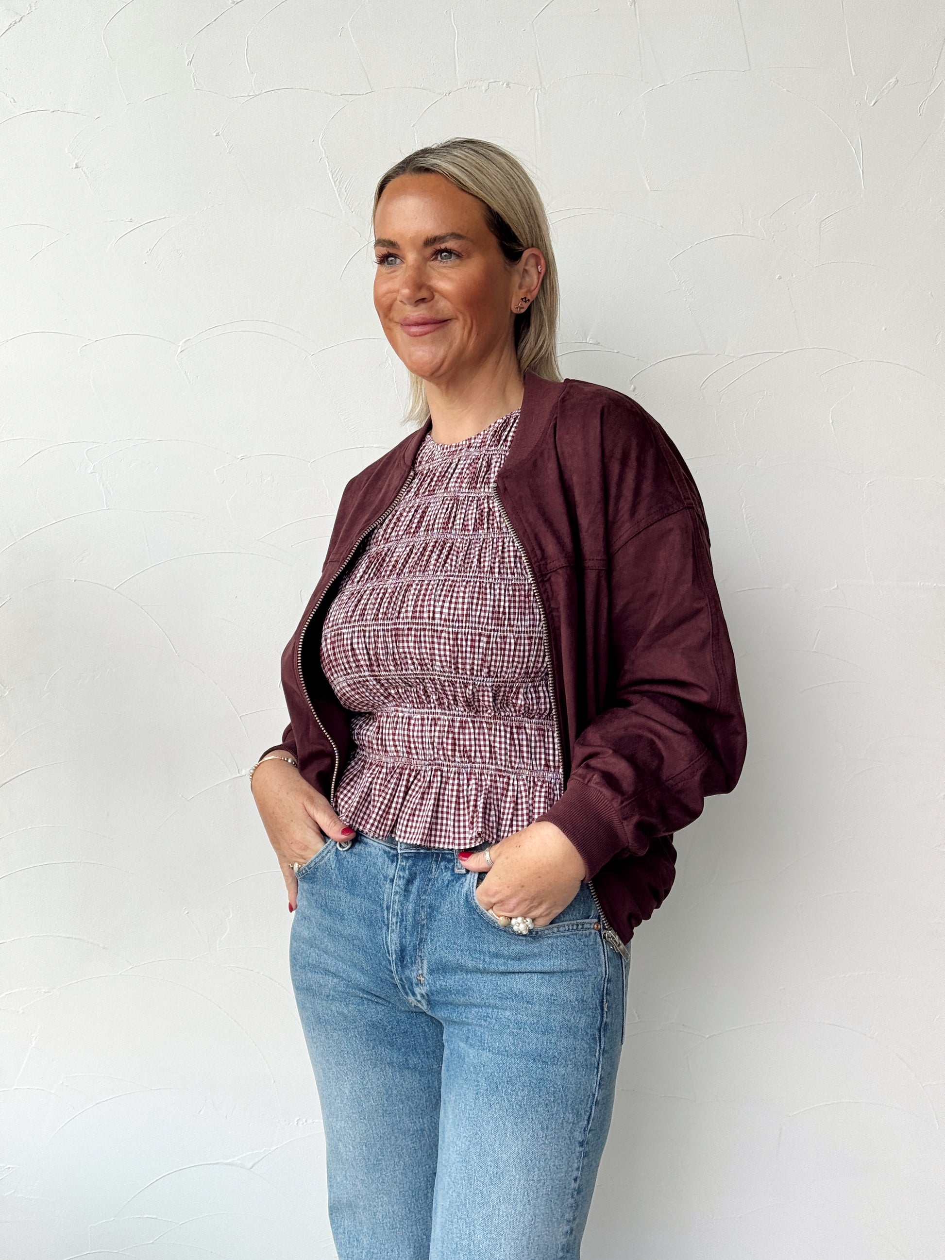 Heidi Top - Gingham Deep Red
