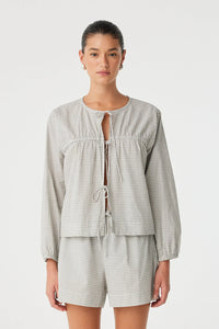 Chloe Tie Blouse - Black Check
