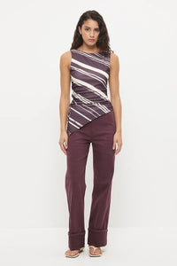 Lara Top - Painterly/Plum Stripe
