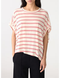 Stripe Circle T-Shirt - Red/Undyed