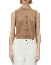 Cardinal Sleeveless Cardigan - Tan