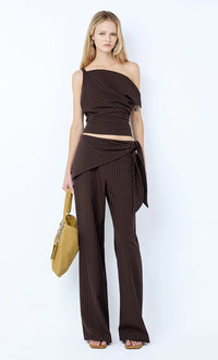 Andre Asym Top - Choc Pinstripe