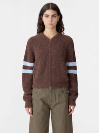 Wool Alpaca Zip Up Knit - Cinnamon