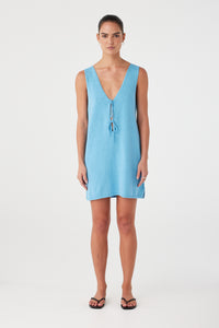Poppy Mini Dress - Cyan
