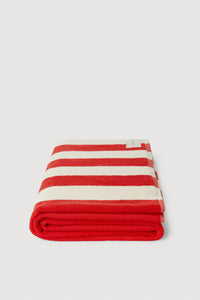 Signature Stripe Beach Towel - Chilli / Cream
