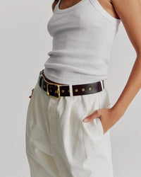 Everyday Buckle Belt - Chocolate/Gold