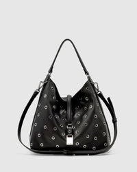 Josie Eyelet Bucket Bag - Black