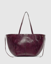 Reese Market Tote - Bordeaux Croc