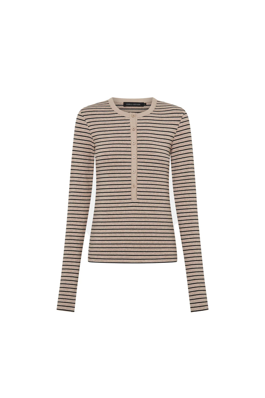 Cassian Button Down Stripe Top - Oatmeal
