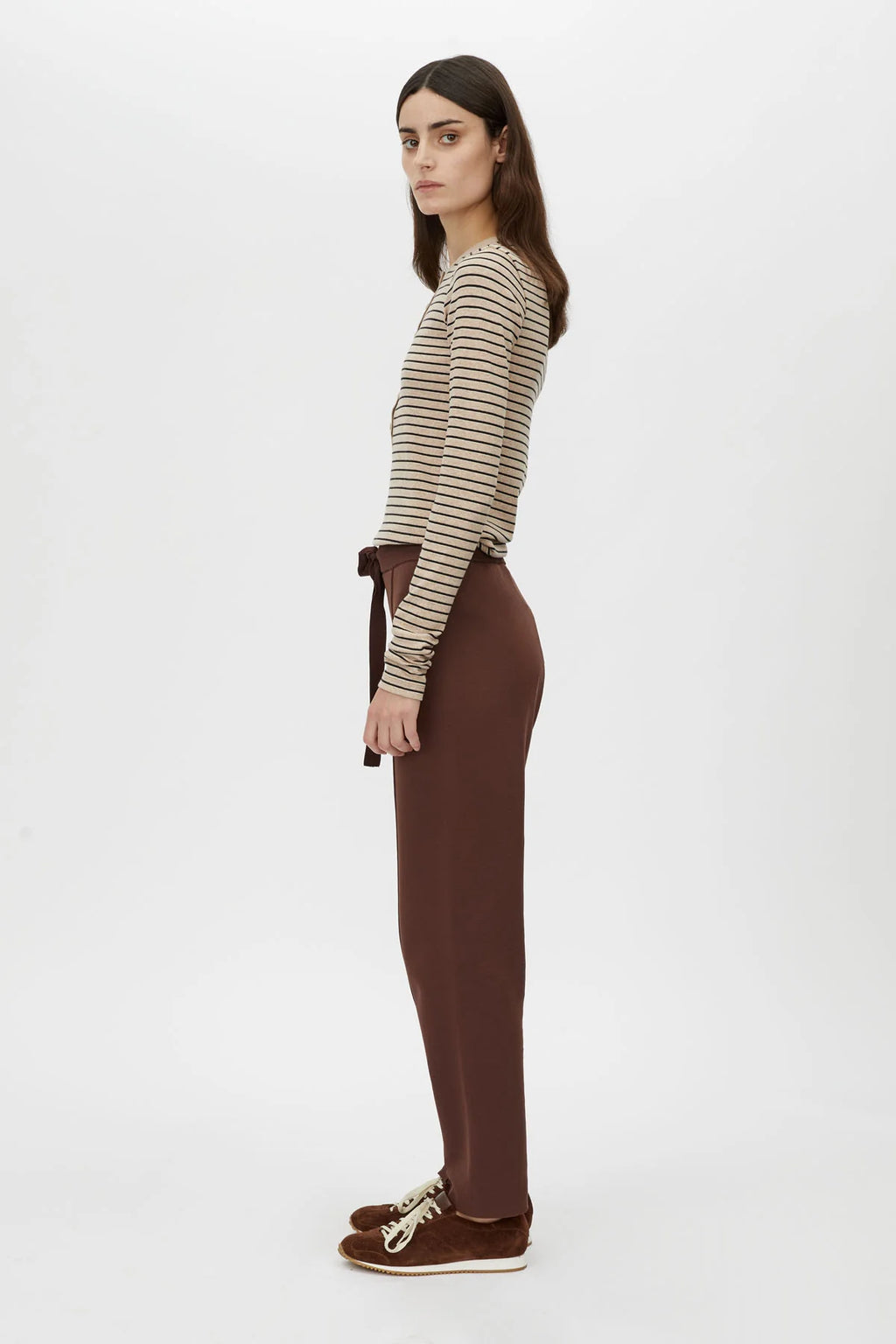 Cassian Button Down Stripe Top - Oatmeal