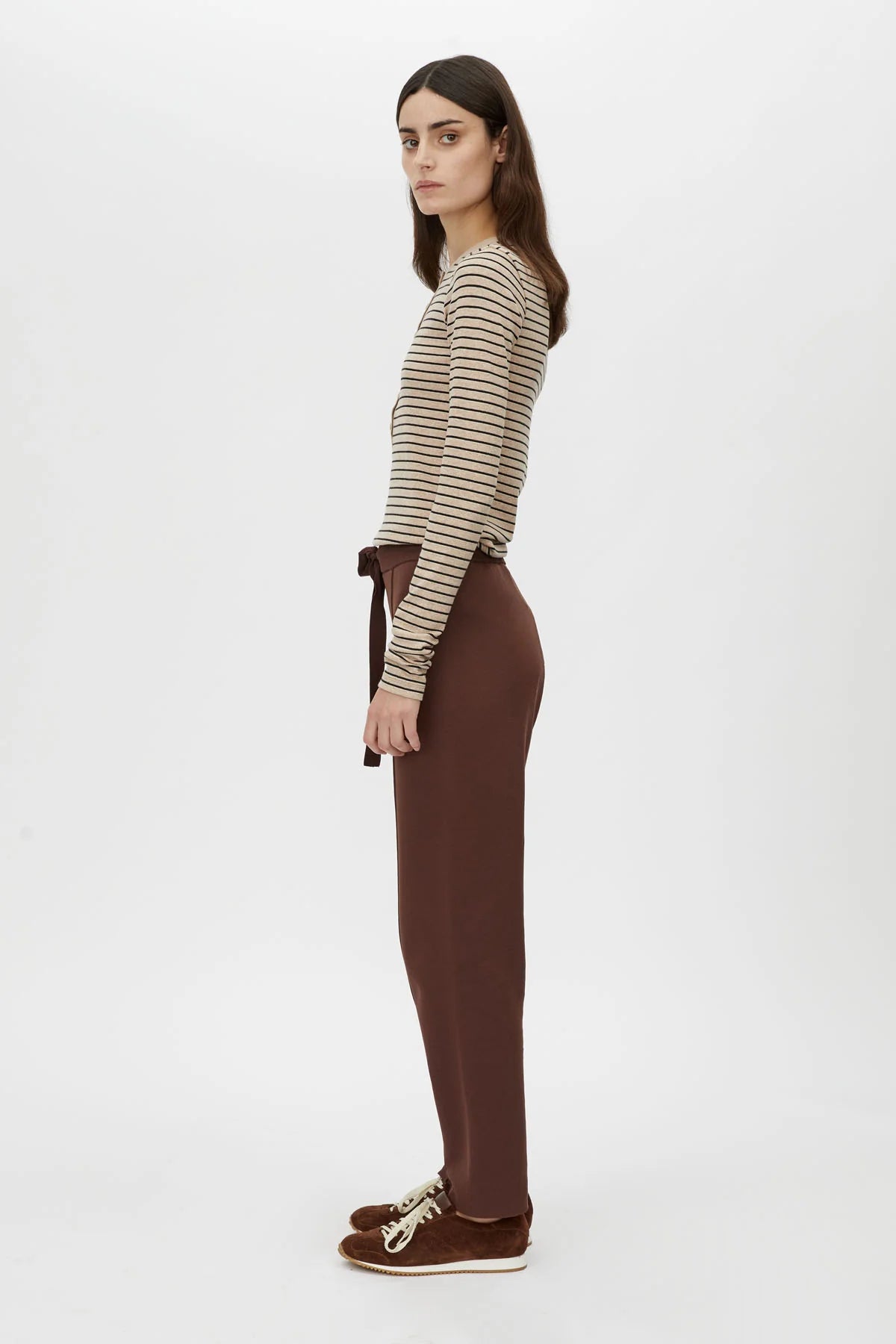 Cassian Button Down Stripe Top - Oatmeal