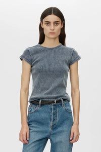 Elara Rib Logo Tee - Classic Blue