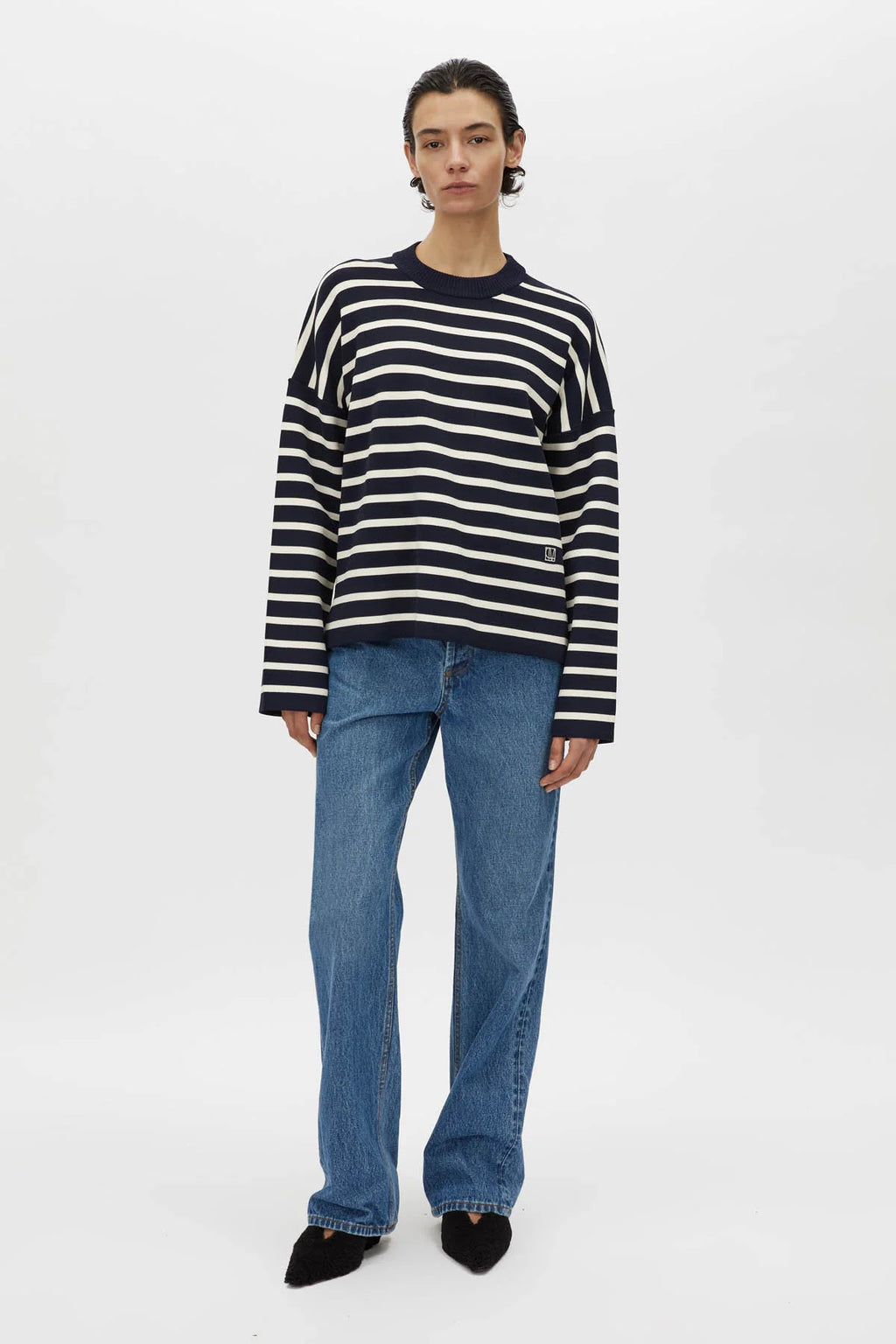 Oscar Knit Sweater - Navy Stripe