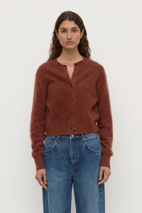 Carina Merino Wool Long Sleeve Cardigan - Burnt Amber