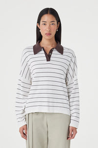 Zia Tie Knit Jersey - Cream & Espresso