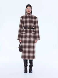 Tessa Wool Blend Coat - Sand Check