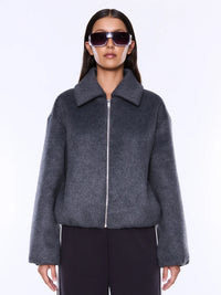 Maeve Wool Blend Bomber - Grey