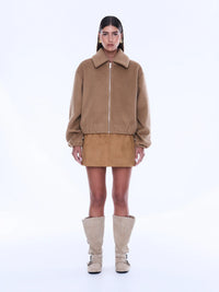 Maeve Wool Blend Bomber - Sand