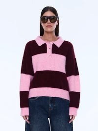 Mikaela Knit Sweater - Cherry Stripe