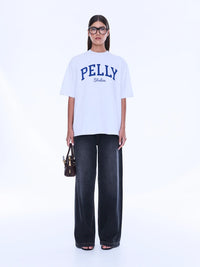 Sophia Relaxed Tee - White Marle/Pelly Studios