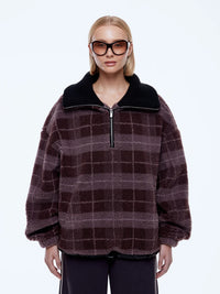 Winnie 1/4 Zip - Burgundy Check