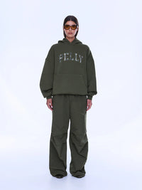 Cassie Oversized Hoodie - Washed Olive/Pelly