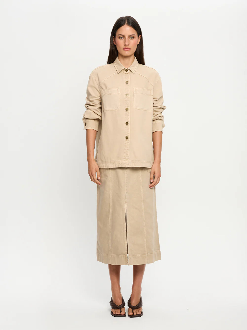 Evie Denim Shirt - Sand