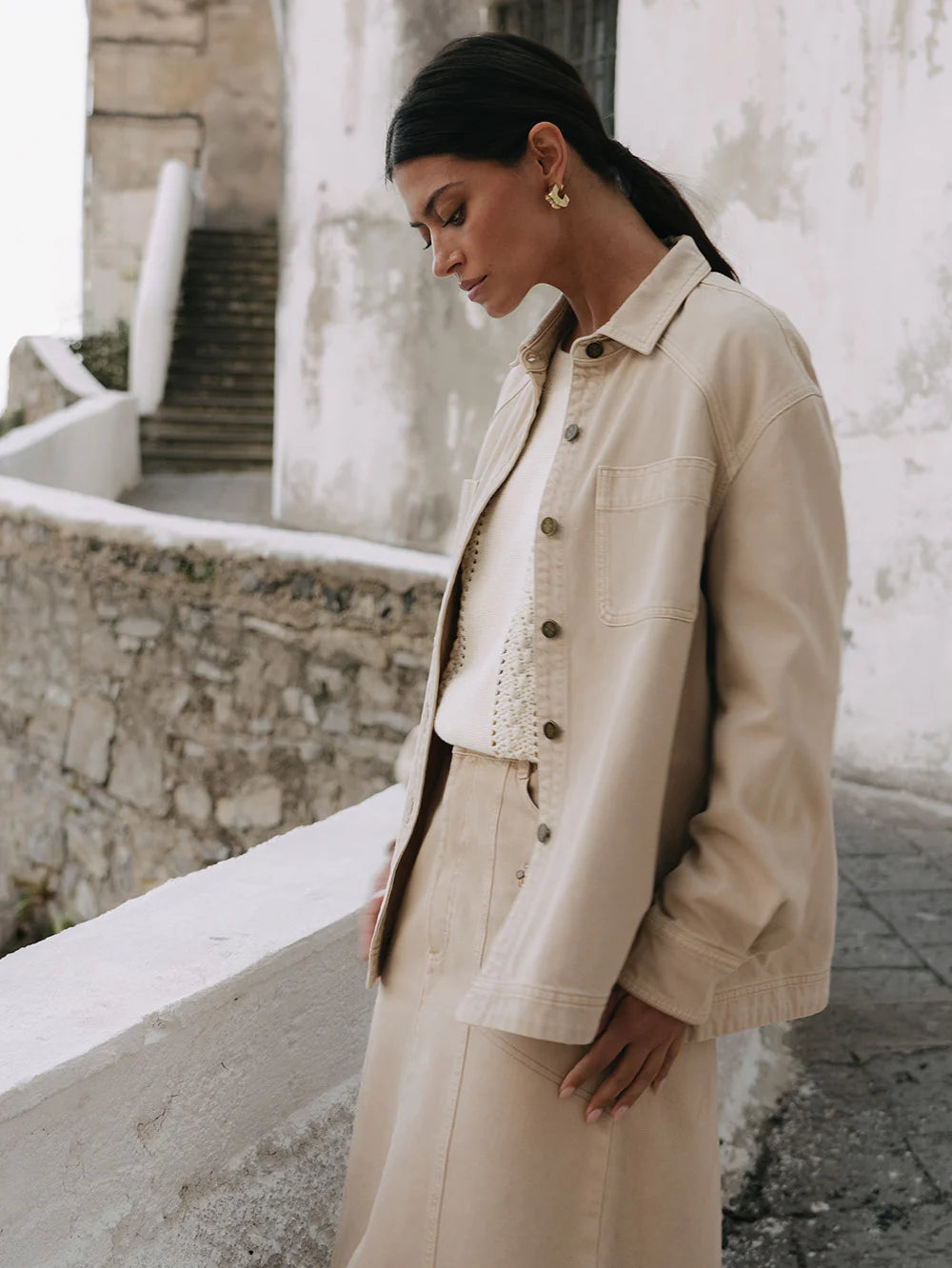 Evie Denim Shirt - Sand