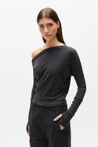 Giselle Knit Top - Dark Heather Grey