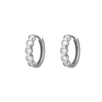 Evie Bezel Set Hoops - Silver