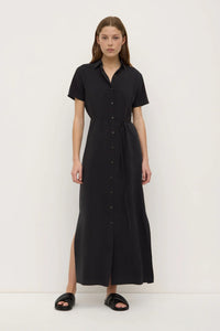Heather Silk Blend Shirt Dress - Black