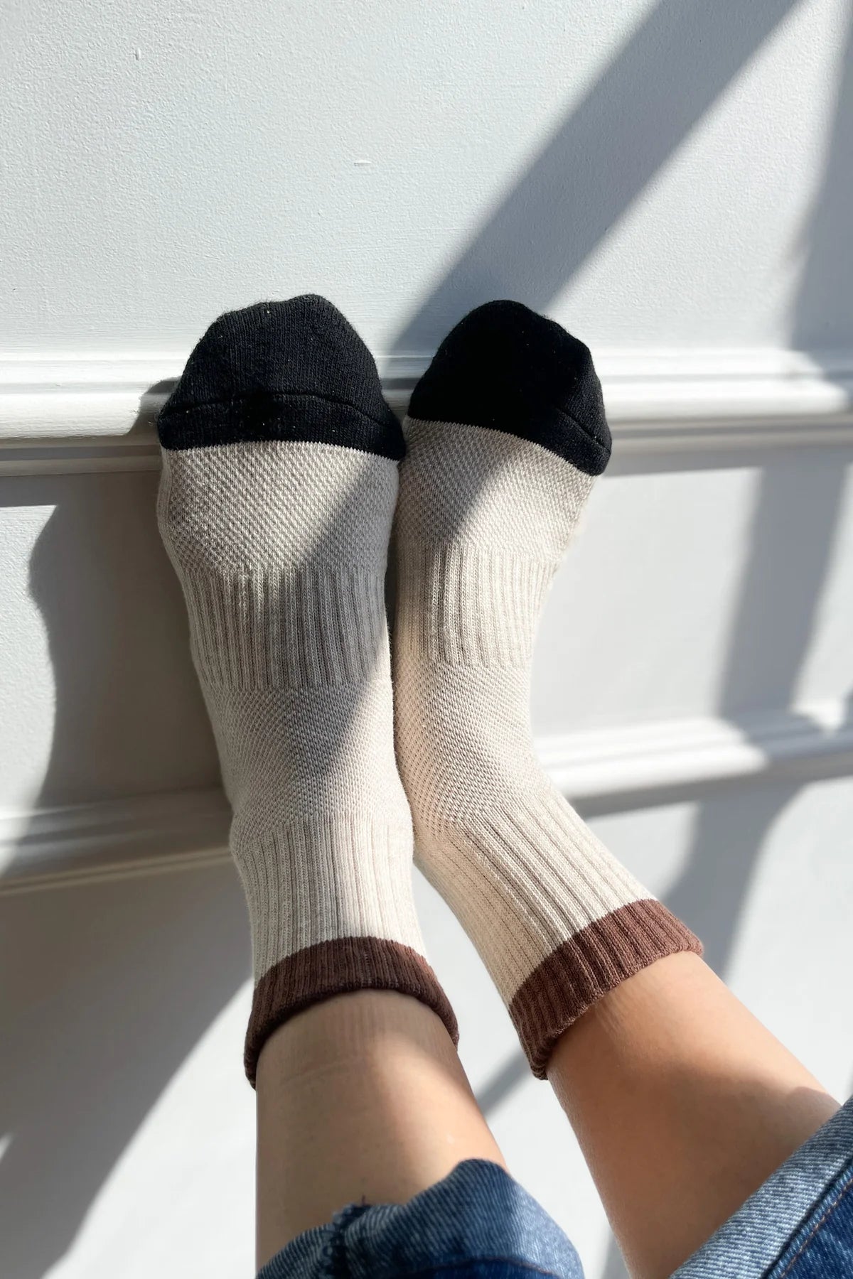Colour Block Girlfriend Socks - Black Coffee