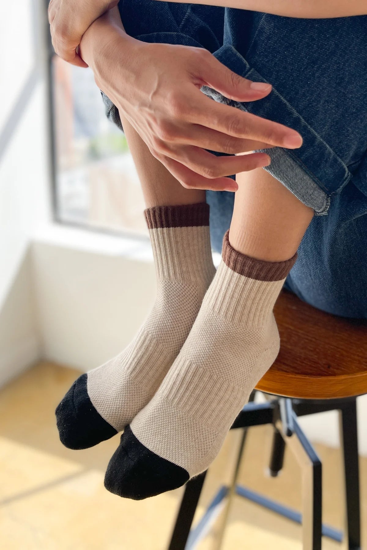 Colour Block Girlfriend Socks - Black Coffee