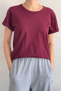 Organic Cotton Vintage Boy Tee - Burgundy