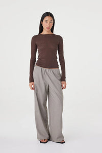 Annika Pant - Taupe/Blue Pinstripe