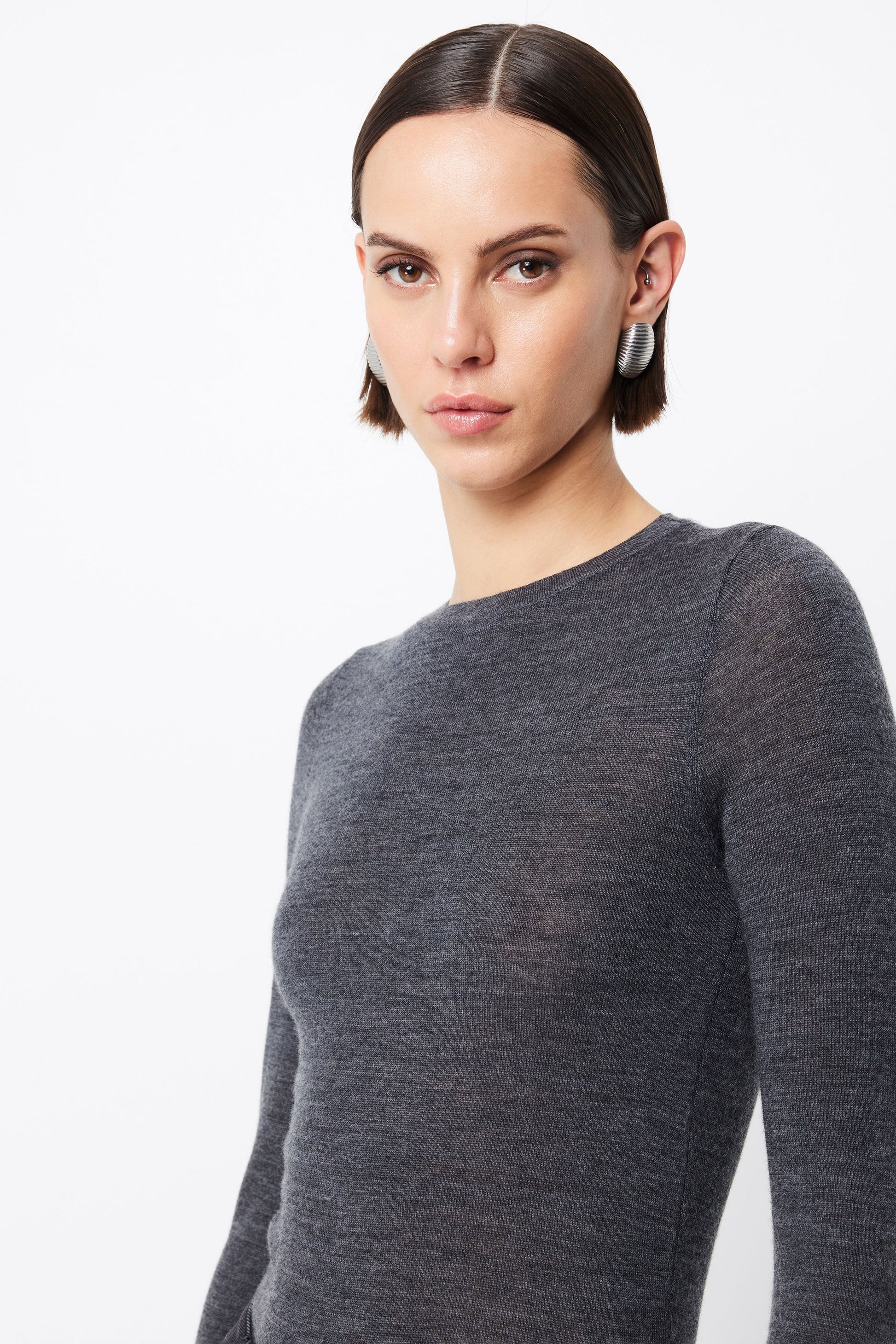 Maine Long Sleeve Merino Top - Charcoal