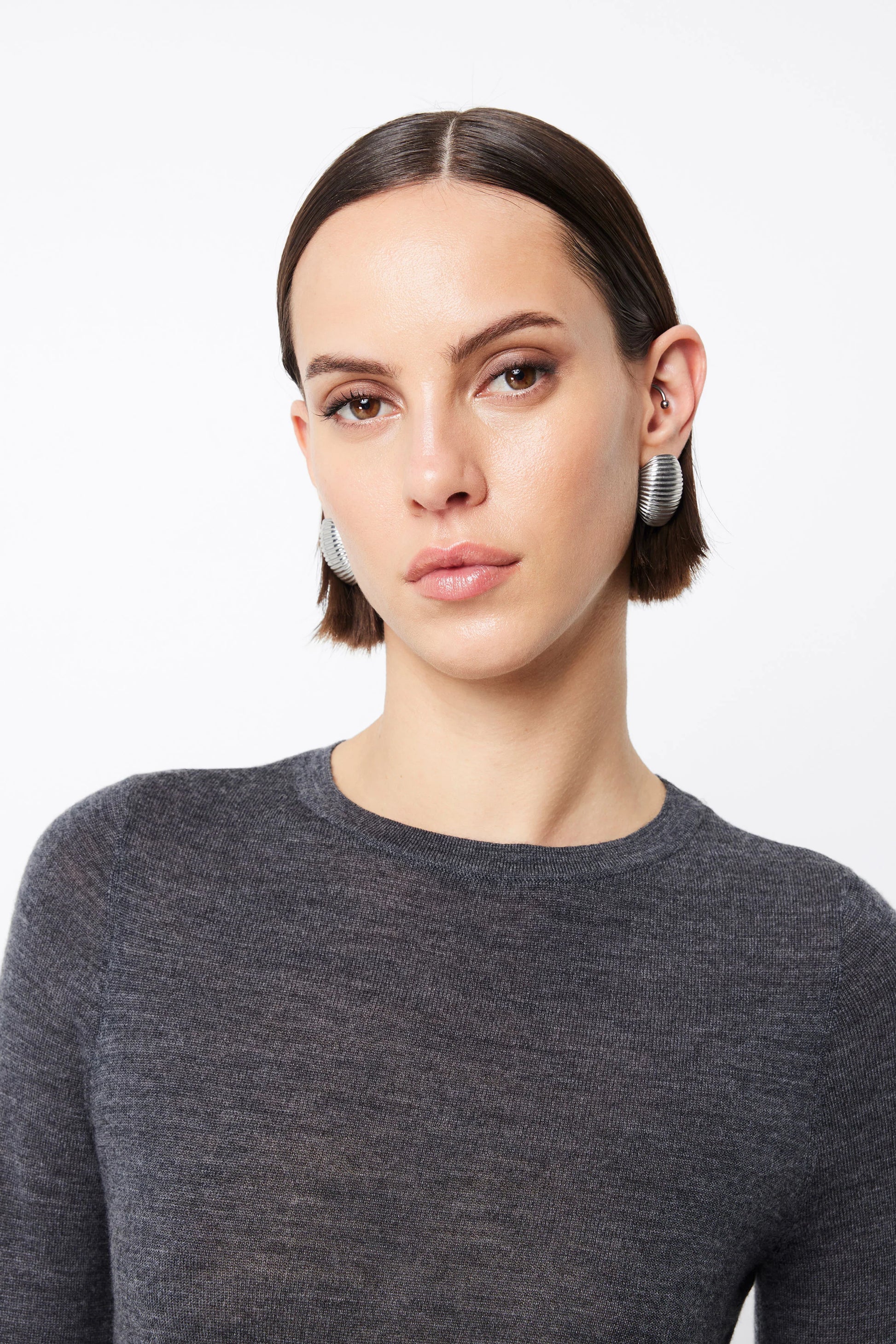 Maine Long Sleeve Merino Top - Charcoal