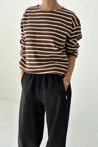 Marseille Top - White Stripe/Coffee