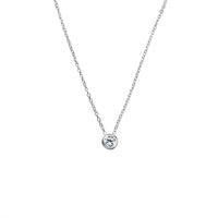 Hannah Bezel Set Necklace - Silver