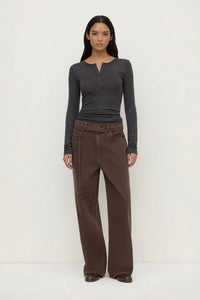Nora Merino Wool Henley - Charcoal Marle