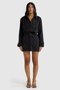 Harley Denim Mini Skirt - Washed Black