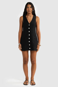 Koda Linen Mini Dress - Black