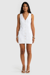 Koda Linen Mini Dress - White