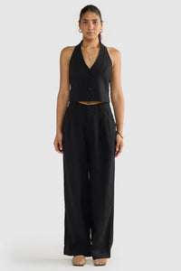 Savannah Linen Pants - Black