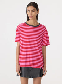 Stripe Boyfriend T.Shirt - Red/Pink/Washed Navy