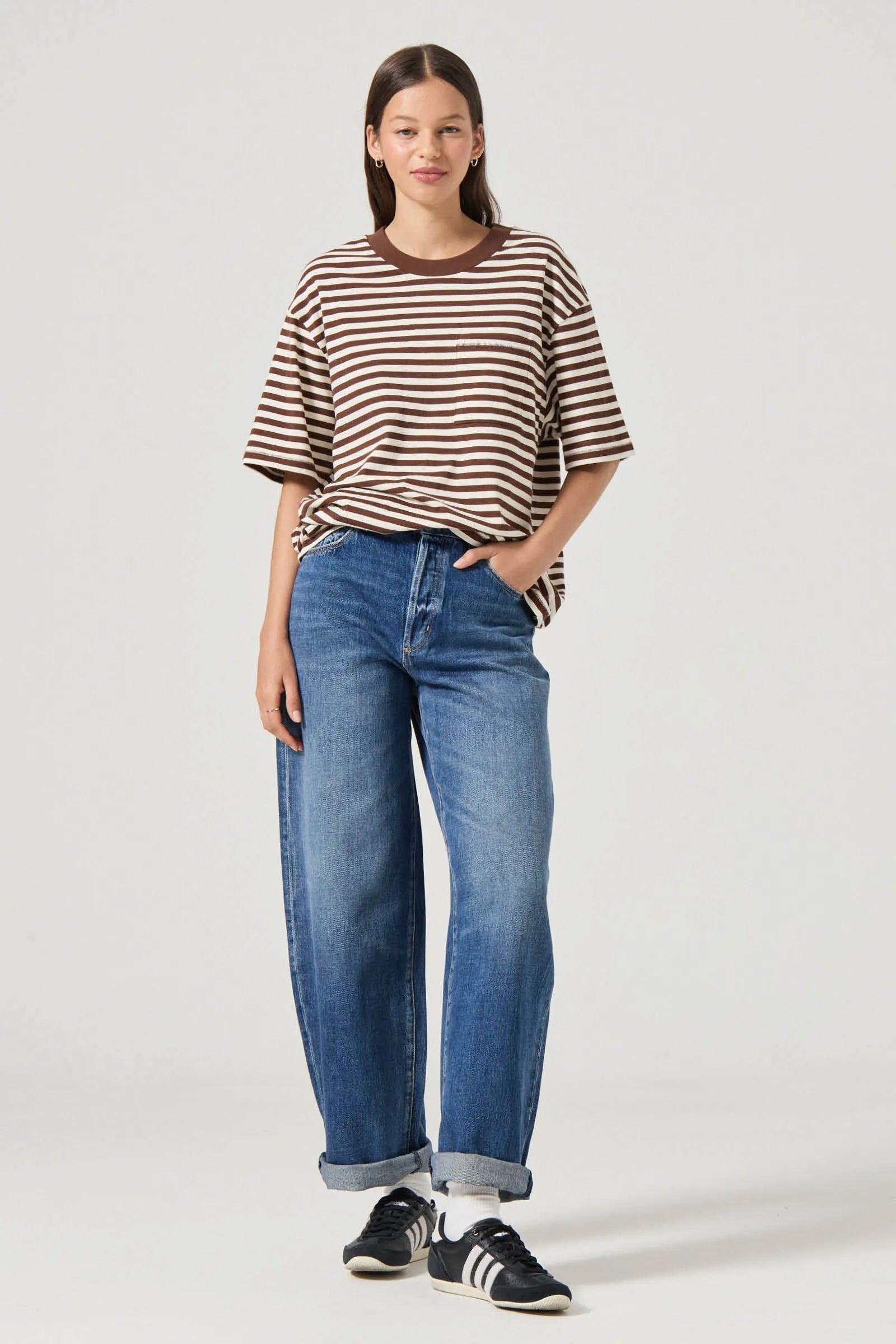 Off Duty Tee - Cocoa Stripe